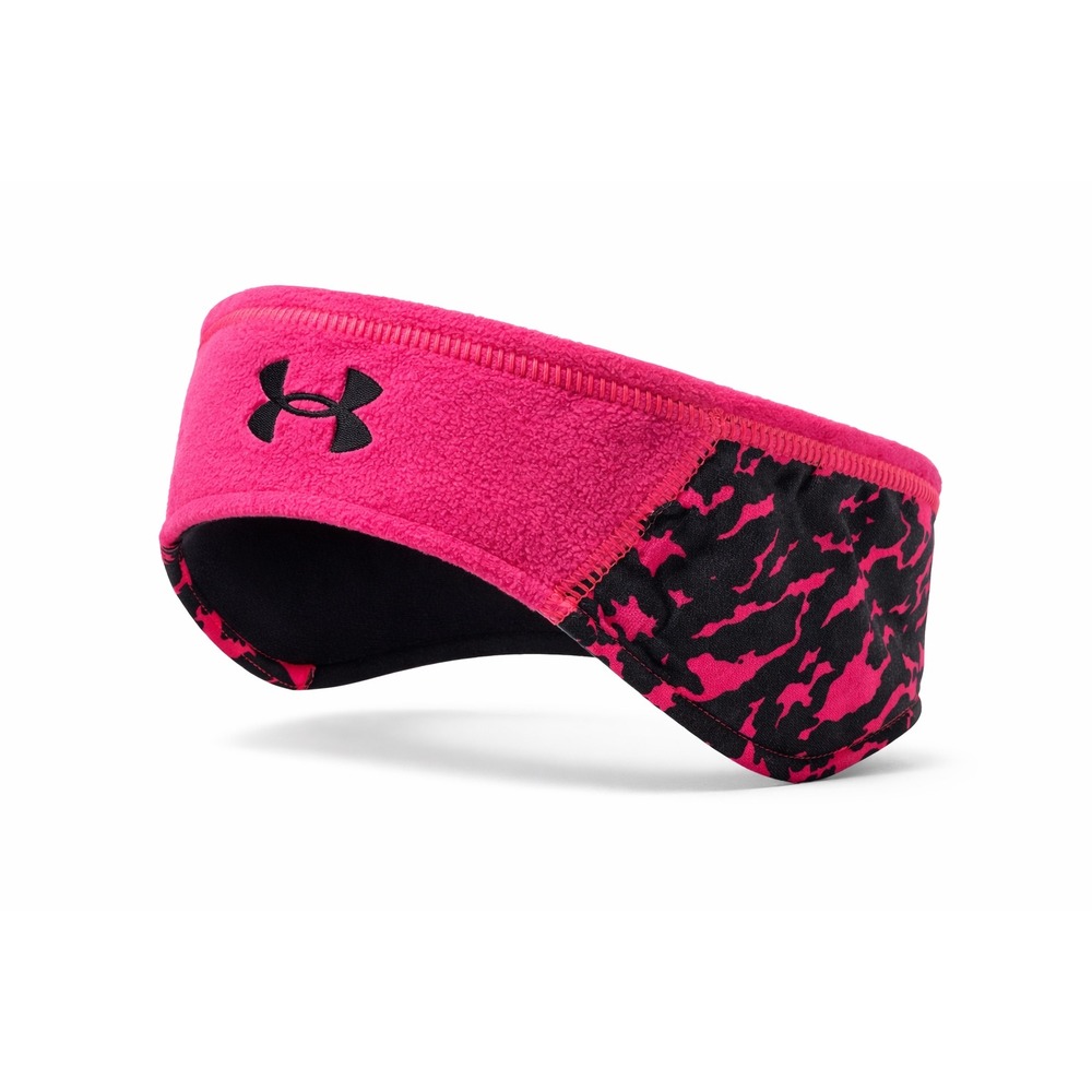 Under Armour Womens ColdGear Fleece‎ Reversible Headband Pink Black Abstract
